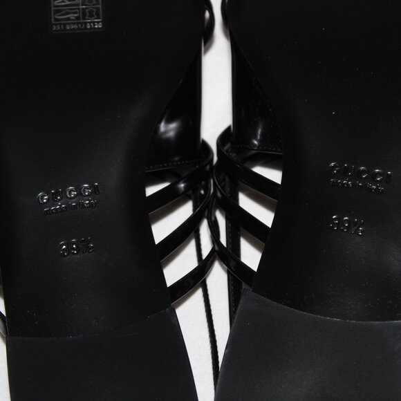 NWB Gucci Seraphine Strappy Buckle Pointed Toe Flats Slingback Black 39.5 796015 - Picture 9 of 9